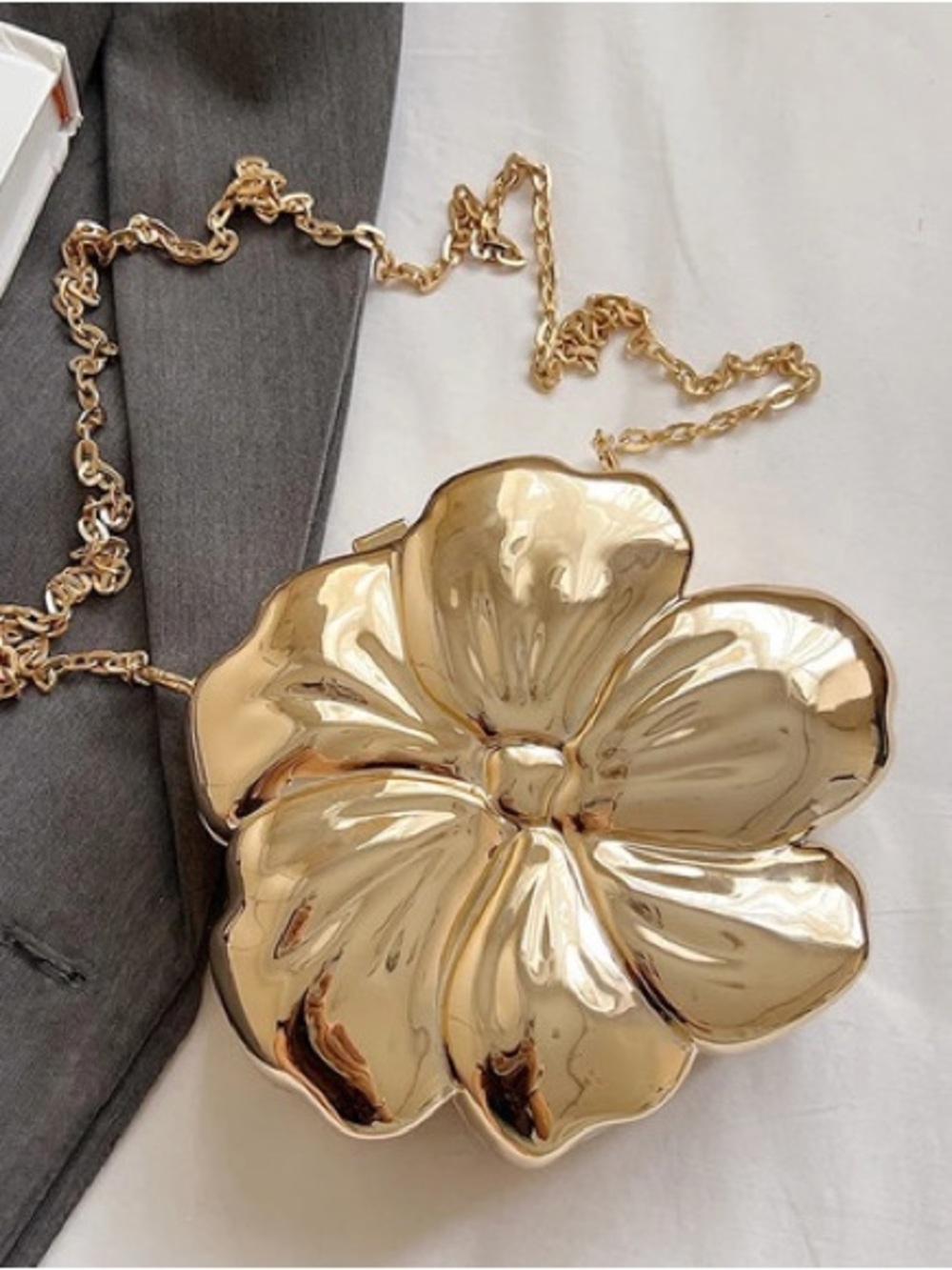 Fashion Nova Gold Floral Petal Mini Crossbody Bag
